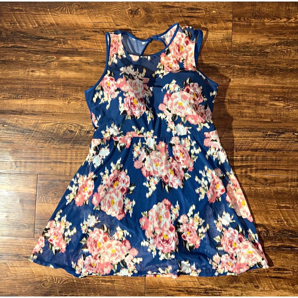 Torrid Floral Mesh Overlay One Piece Swimdress‎ Women's 1 DD/DDD